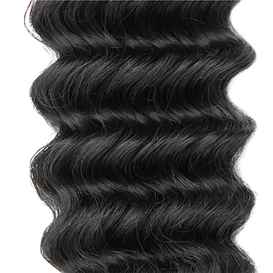 1шт 10 дюймов Natural Black Глубокая волна Малайзии Weave волос девственницы