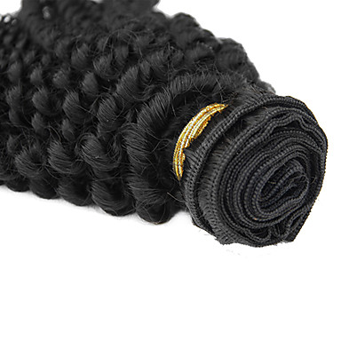 1шт 14inch Natural Black Kinky курчавый бразильский Weave волос девственницы