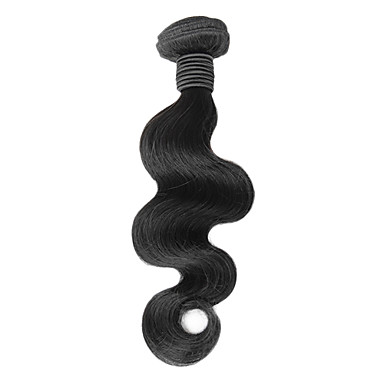 4шт 12 дюймов Natural Black объемная волна Малайзии Weave волос девственницы Связки