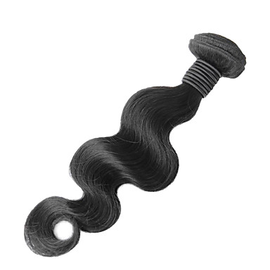 1шт 10 дюймов Natural Black Объемная волна Малайзии Weave волос девственницы