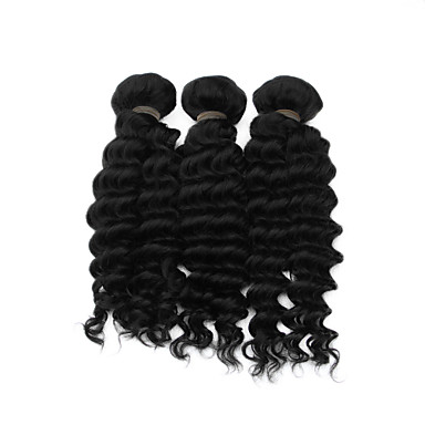 3шт Китайский Богородицы Глубокое Вьющиеся класс 5А волос Weave 20inch Natural Black