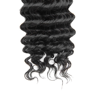 1шт 16 дюймов Natural Black Deep Вьющиеся Китайский Weave волос девственницы