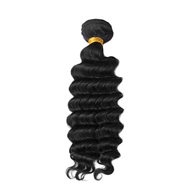1шт 10 дюймов Natural Black Глубокая волна Малайзии Weave волос девственницы
