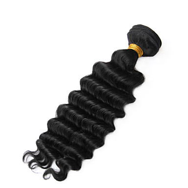 4шт 16 дюймов Natural Black глубокая волна бразильские Weave волос девственницы Связки