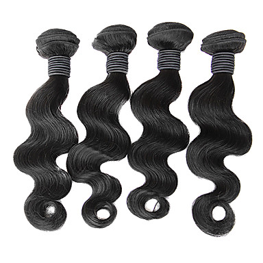 4шт 10inch натуральный черный объемная волна китайских Weave волос девственницы Связки