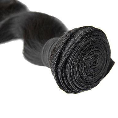 1шт 12 дюймов Natural Black Объемная волна Малайзии Weave волос девственницы