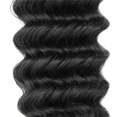 1шт 14inch Natural Black Глубокая волна Малайзии Weave волос девственницы