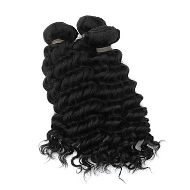 4шт 18INCH Natural Black Deep Фигурные Малайзии Weave волос девственницы Связки