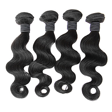 4шт 18INCH Natural Black Объемная волна монгольского Weave волос девственницы Связки