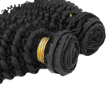 1шт 14inch Natural Black Kinky Вьющиеся Китайский Weave волос девственницы