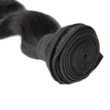4шт 16 дюймов Natural Black объемная волна Малайзии Weave волос девственницы Связки
