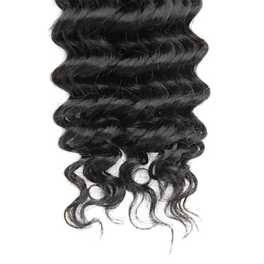 1шт 22inch Natural Black Deep Вьющиеся перуанский Weave волос девственницы