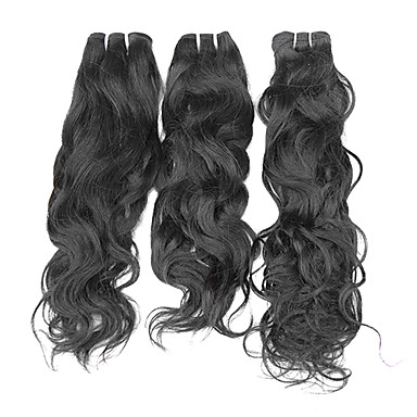 3шт Малайзии Богородицы естественная волна класс 5А волос Weave 22inch Natural Black