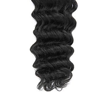 3шт 12 дюймов Natural Black Глубокая волна монгольского Weave волос девственницы Связки