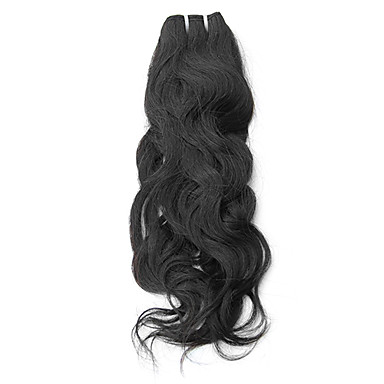 1шт 18 дюймов Natural Black естественная волна перуанский Weave волос девственницы