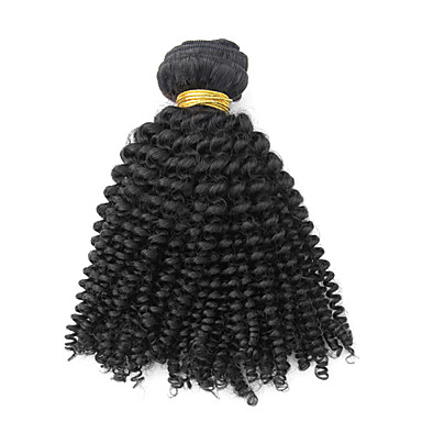 1шт 20inch Natural Black Kinky Вьющиеся Малайзии Weave волос девственницы