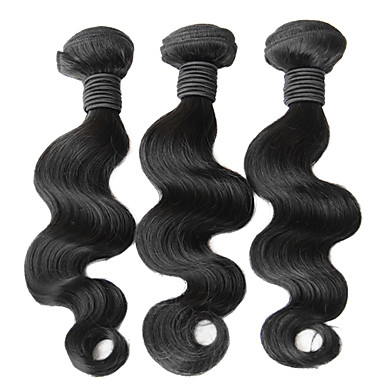 4шт 22inch Natural Black объемная волна бразильских Weave волос девственницы Связки