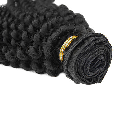 1шт 24inch Natural Black Kinky Вьющиеся Китайский Weave волос девственницы
