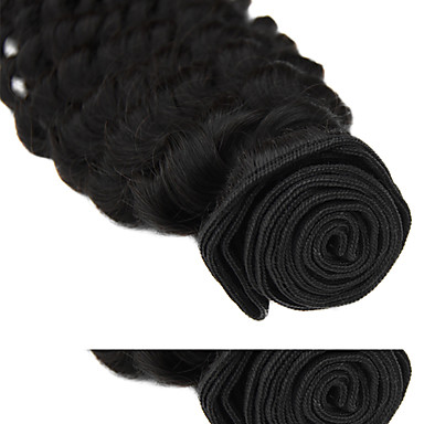 1шт 24inch Natural Black Deep Вьющиеся Малайзии Weave волос девственницы