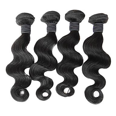 4шт 10inch Natural Black объемная волна Малайзии Weave волос девственницы Связки