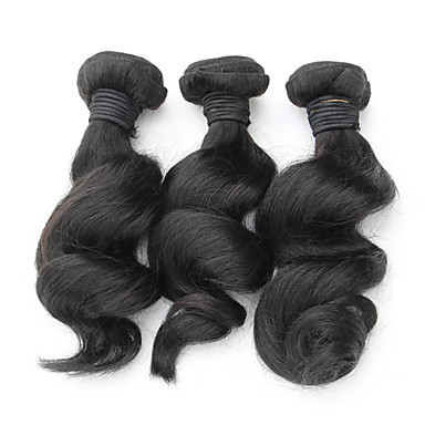 4шт 24inch Natural Black Свободные волны бразильские Weave волос девственницы Связки