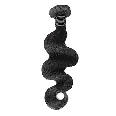 4шт 16 дюймов Natural Black Объемная волна монгольского Weave волос девственницы Связки
