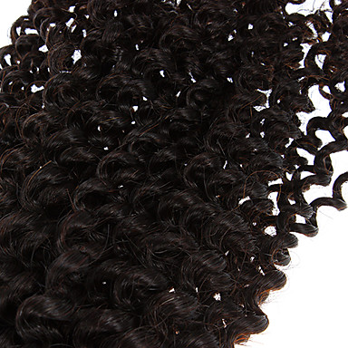 16 "100% человеческих волос кудрявый Вьющиеся Natural Black Расширение волос