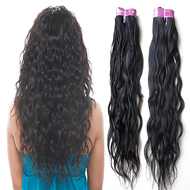 3шт 5А 20Inch естественная волна бразильский волос Weave класс Remy девственницы волос Natural Color 1B
