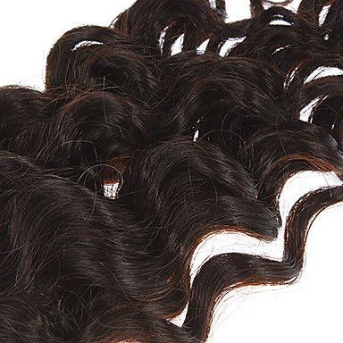 14 "100% человеческих волос глубокой волны Natural Black Расширение волос