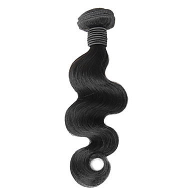 1шт 12 дюймов Natural Black Объемная волна Малайзии Weave волос девственницы