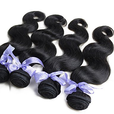 3шт 5А 20inch 100% бразильского Виргинские волос объемной волны волос соткет Natural Color