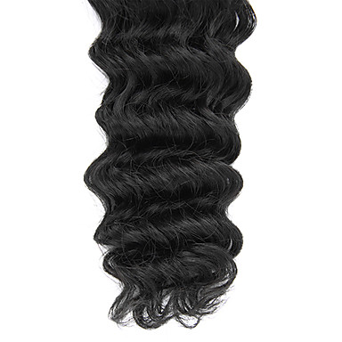 1шт 22inch Natural Black Глубокая волна перуанский Weave волос девственницы