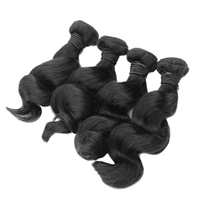 4шт 10inch Natural Black Свободные волны Малайзии Weave волос девственницы Связки