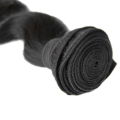 1шт 10 дюймов Natural Black Объемная волна Китайский Weave волос девственницы
