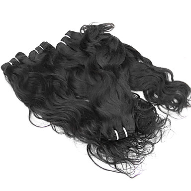 4шт 24inch Natural Black естественная волна перуанские Weave волос девственницы Связки