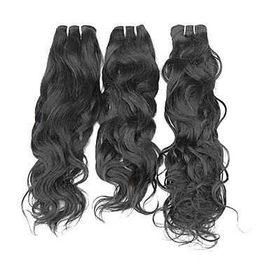 3шт Малайзии Богородицы естественная волна класс 5А волос Weave 20inch Natural Black