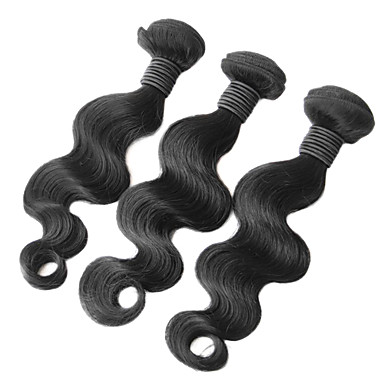 1шт 10 дюймов Natural Black Объемная волна Малайзии Weave волос девственницы