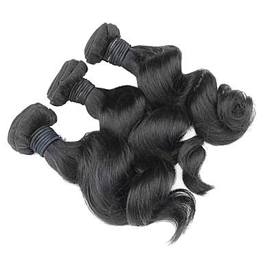 1шт 14inch Natural Black свободная волна перуанский Weave волос девственницы