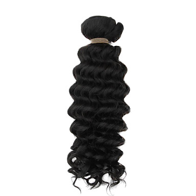 1шт 10 дюймов Natural Black Deep Вьющиеся Китайский Weave волос девственницы