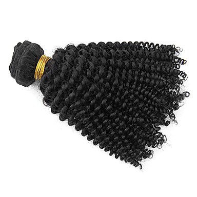 1шт 14inch Natural Black Kinky курчавый бразильский Weave волос девственницы