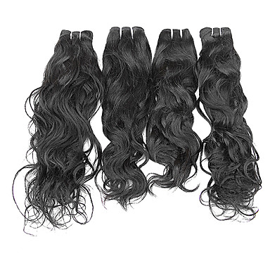 4шт 18INCH Natural Black естественная волна китайских Weave волос девственницы Связки