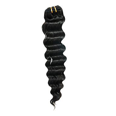 H6007AZ 14 "1шт Natural Black Бразильские Богородицы Сыпучие глубокая волна Переплетается Волосы