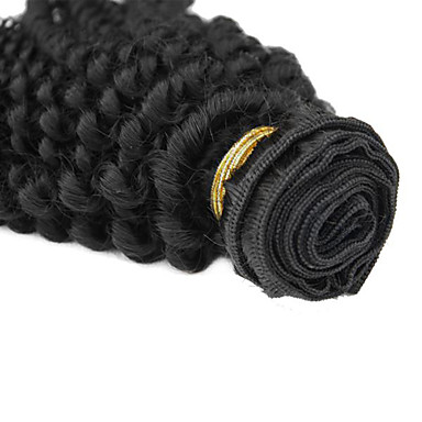 4шт 8Inch Natural Black Kinky курчавый бразильский Weave волос девственницы Связки