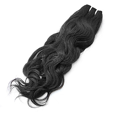 1шт 14inch Natural Black естественная волна бразильского Виргинские волос Weave