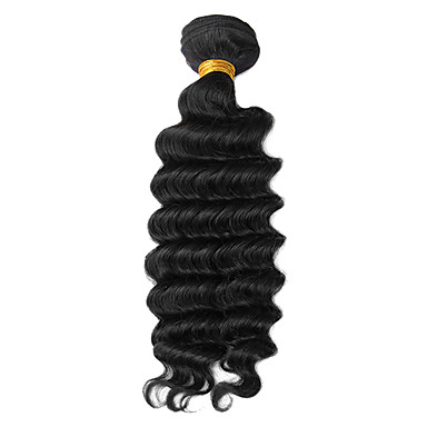 1шт 24inch Natural Black Глубокая волна перуанский Weave волос девственницы