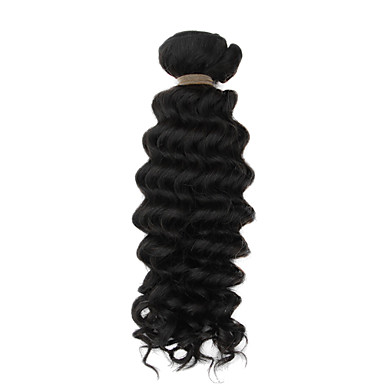 4шт 14inch Natural Black Deep курчавый бразильский Weave волос девственницы Связки