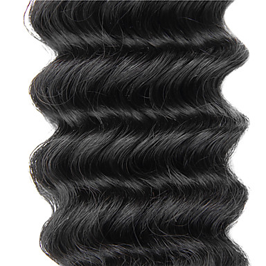 1шт монгольский Богородицы глубокая волна волос Weave класс 5А 18 дюймов Natural Black