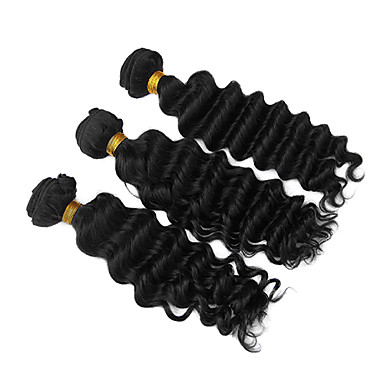 3шт Малайзии Богородицы глубокая волна класс 5А волос Weave 20inch Natural Black