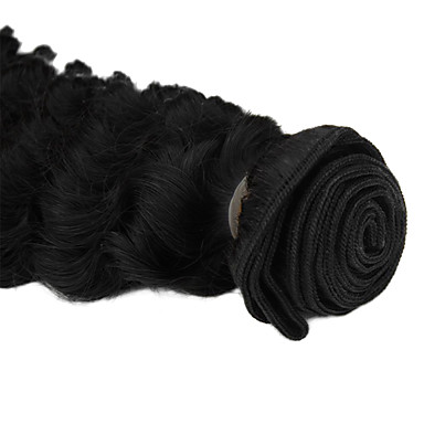 1шт 10 дюймов Natural Black Deep Вьющиеся Китайский Weave волос девственницы