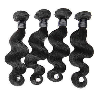 4шт 24inch Natural Black объемная волна Малайзии Weave волос девственницы Связки